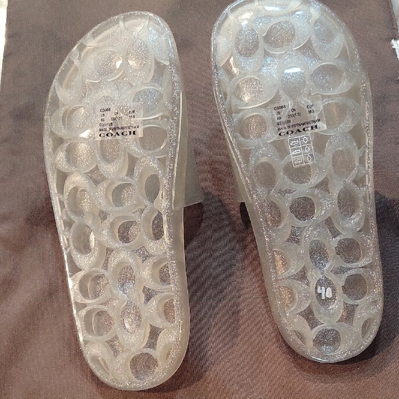 Coach Silver Glitter Slides Size 6 - Picture 2 of 5